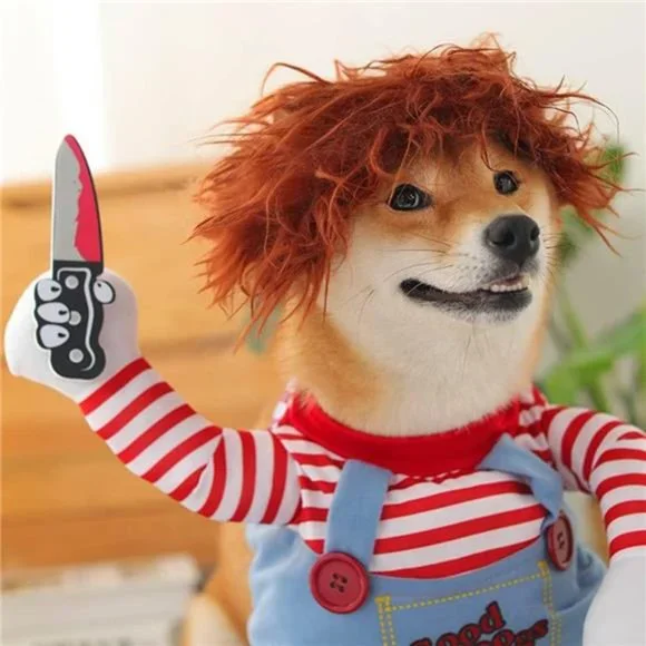 Funny Chucky Halloween Costume for Small Medium Large Dogs